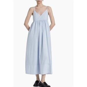 Jenni Kayne Cove Maxi Dress Blue Minimalist Cotton Sundress Babydoll Size S